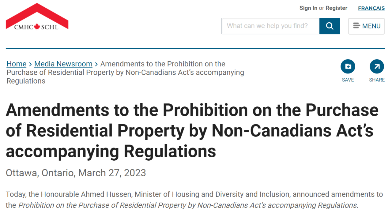 禁止非加拿大人购买住宅物业法案